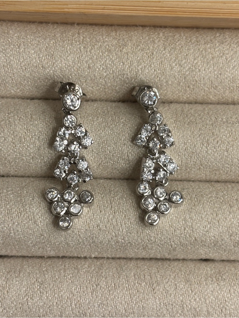 Sterling Silver Crystal Drop Earrings - Silver
